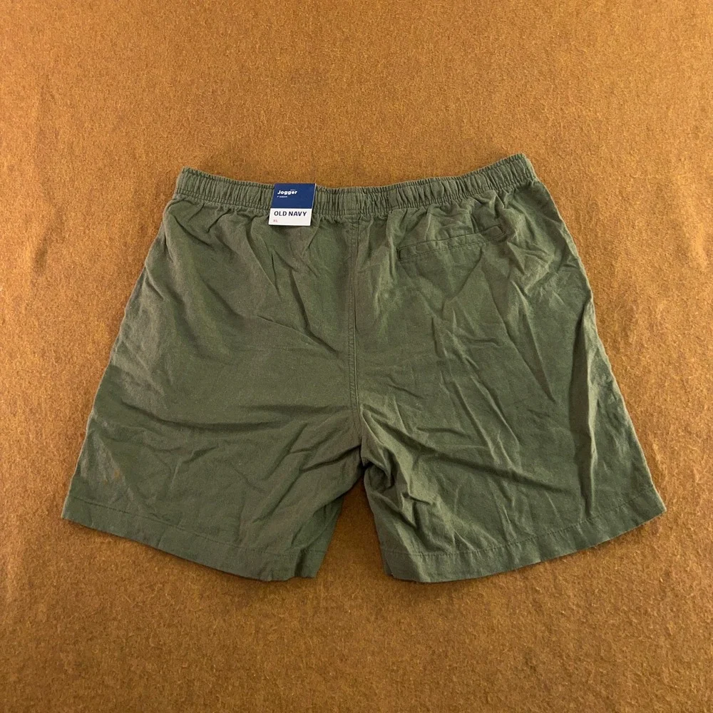 Old Navy Mens XL Green Linen Blend Jogger Shorts NWT